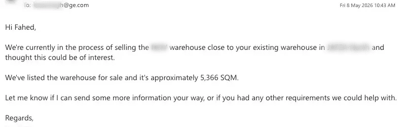 Personalised outreach email drafted by Scayled and sent from your own inbox